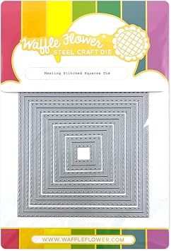 Waffle Flower Nesting Stitched Squares Die - The Nesting Stitched Squares Die Set Will Quickly Become a go-to Tool. This Collection of 5 Dies cuts Squares with Stitching on Both Sides of The Cut.