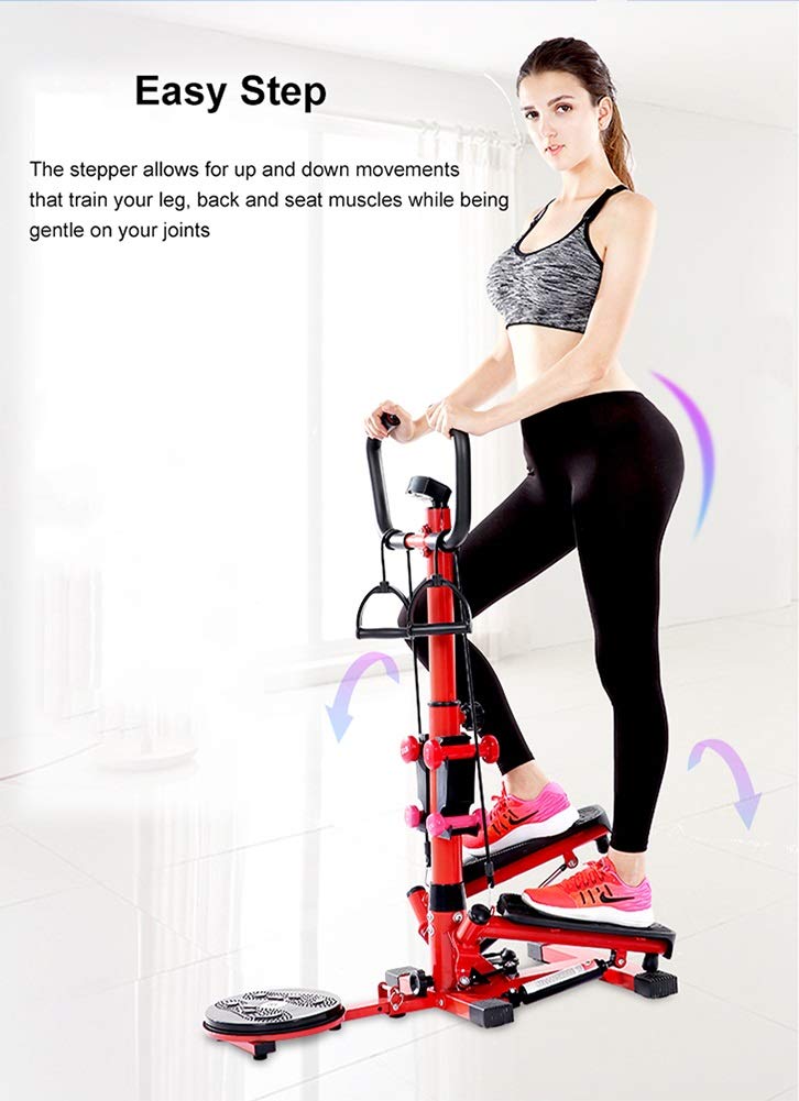 Stepper portatile per la casa, mini attrezzatura idraulica per il fitness idraulica per la perdita di peso per esercizi multifunzione, con corrimano/manubri/display LCD