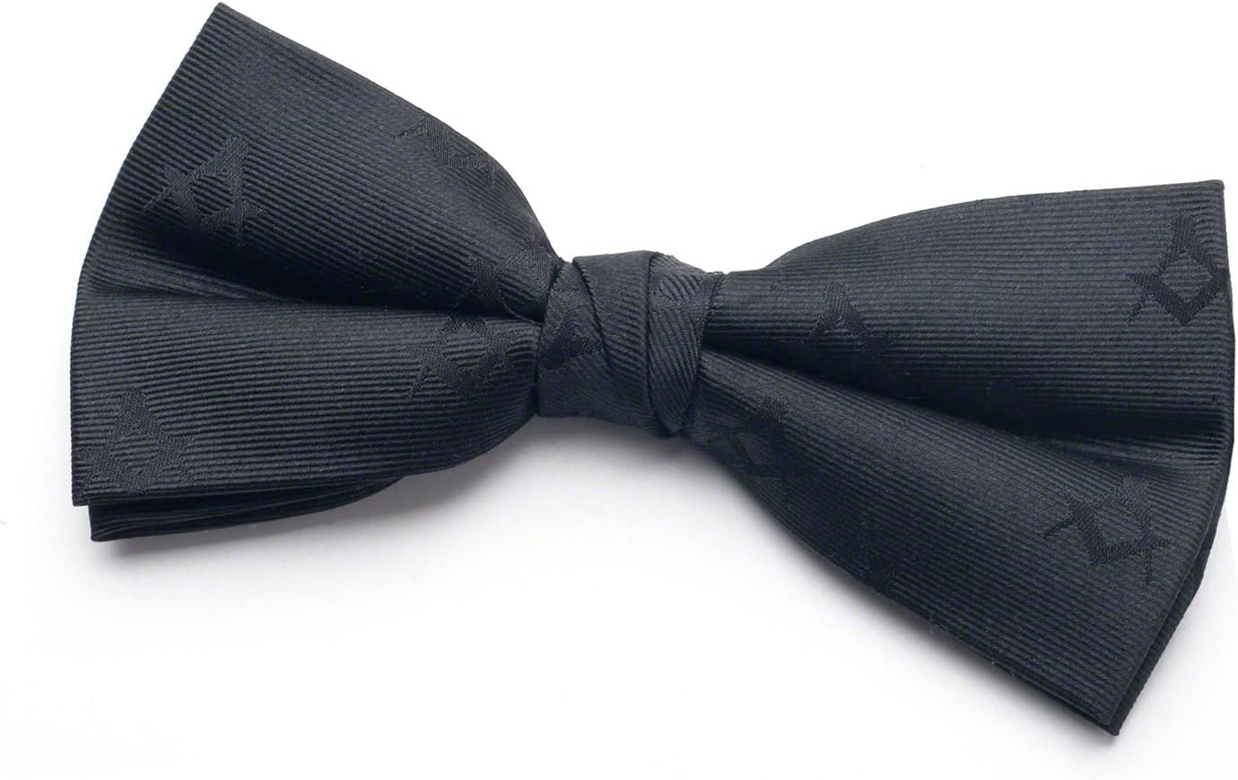 Black Bow Tie For Men - Made With 100% Silk Woven - Wrapped in Cotton - Adjustable Clip - Freemason Gifts For Men