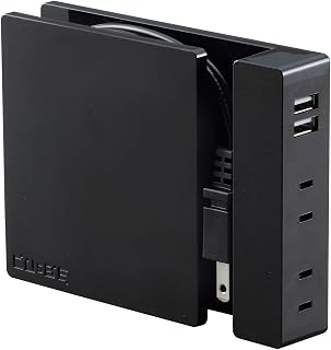 IAKTD 华硕 立方体(CUsBE) 卷式桌面插座 SSS-01B 珍珠黑 远程办公 办公桌 智能手机充电延长线 远程办公灯 适用于YouTube摄影灯/WEB会议/USB插座/平板电脑充电/出差用品/旅行用品/新生活应援/礼品/毕业纪念品/入学纪念品