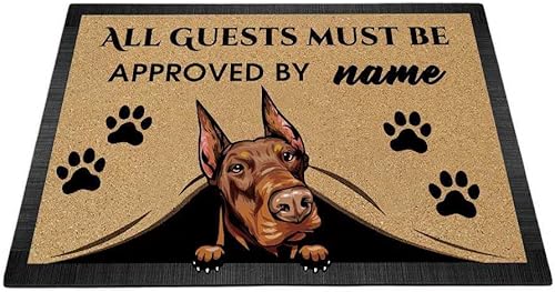 MALIHONG Tapete personalizado con nombre de perro que asoma, Doberman, para decoración del hogar, 27.5 x 17.7 pulgadas