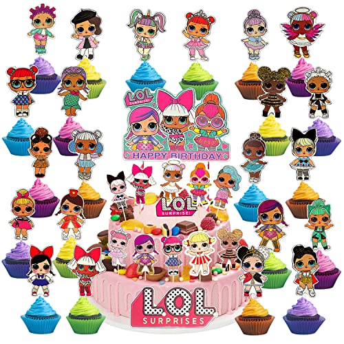 LOL Cupcake Topper, 72pcs Surprise Puppen Geburtstagstorte Dekoratio, LOL Geburtstag Kuchen Dekoration, Kinder Geburtstag Party Decoration, für Cupcake Topper Dekoration Party Supplies Cover