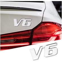 AUCELI V6 3D Car Emblem Badge Decal, 2PCS Auto Trunk Rear Tailgate Metal Sticker, Car Side Fender Letter Nameplate Logo, Vehicle Exterior Decoration Replacement Universal for Truck, SUV, Van V6