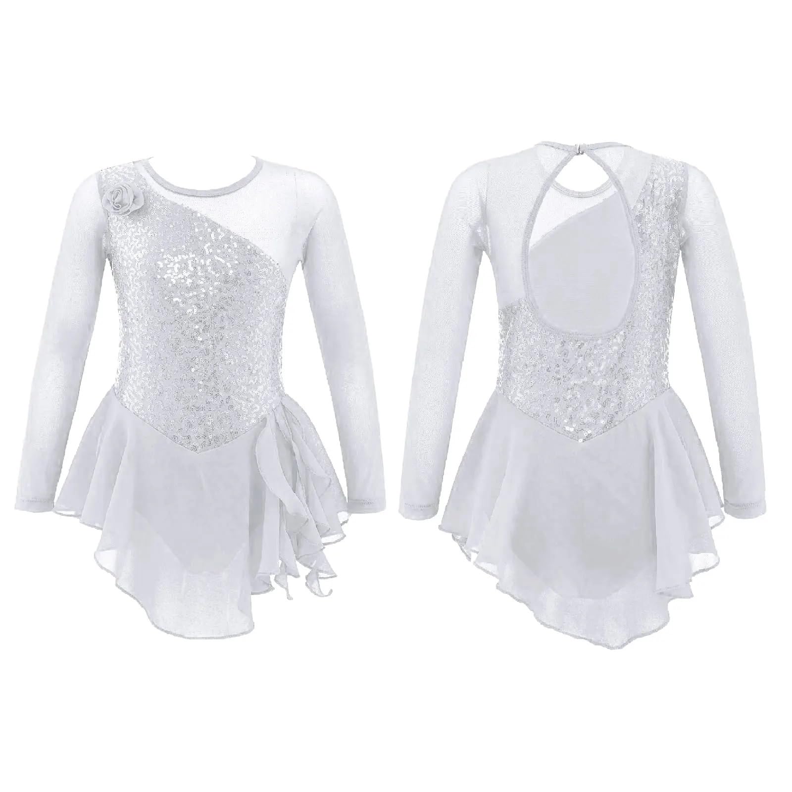 Gymnastikanzug MäDchen Mädchen Ballettanzug ...(White B,10)