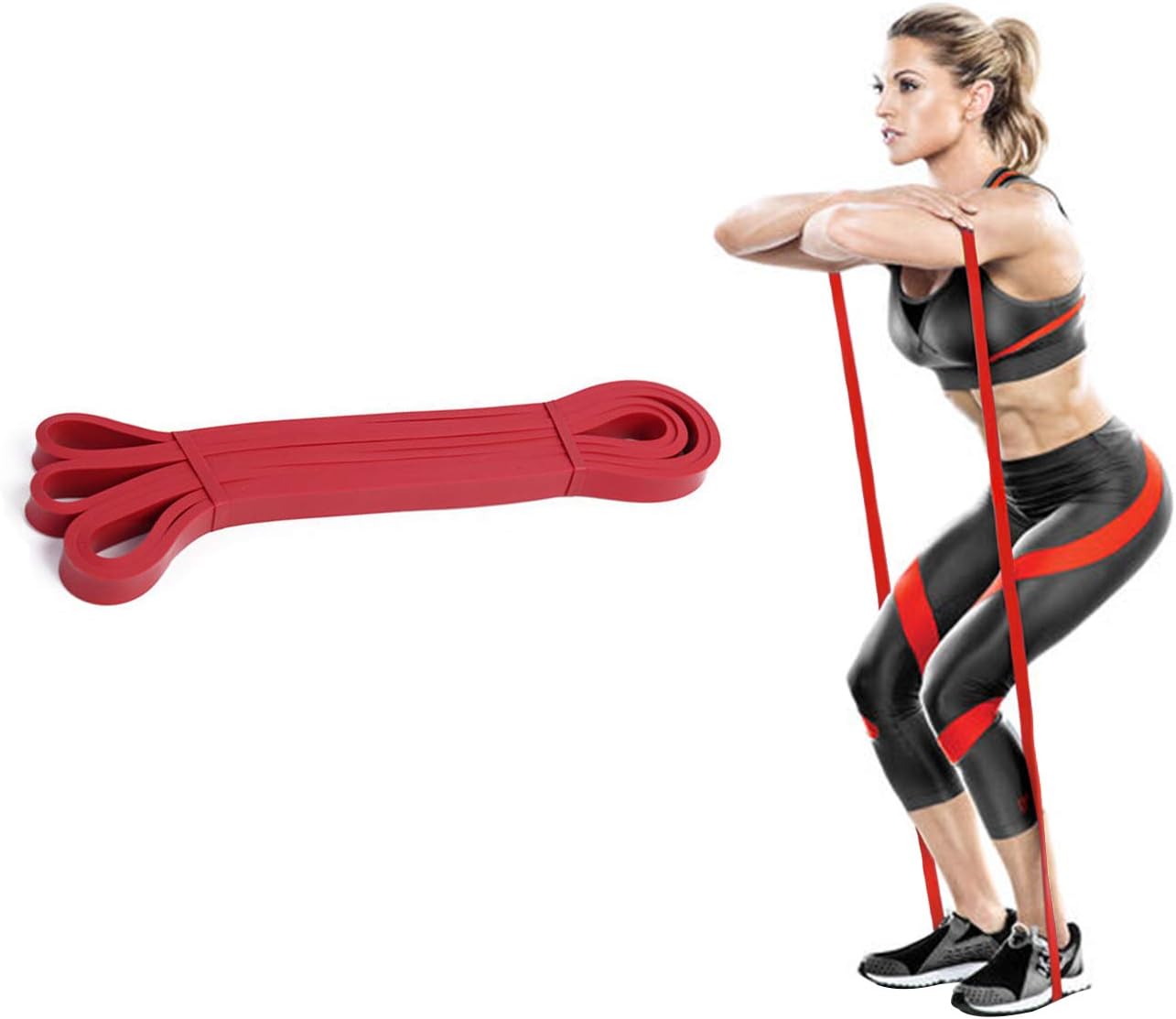 BASVO Resistance Bands for Pull Ups, Natural Latex Exercise Resistance Bands for Body Stretching Powerlifting, Home Workout Training