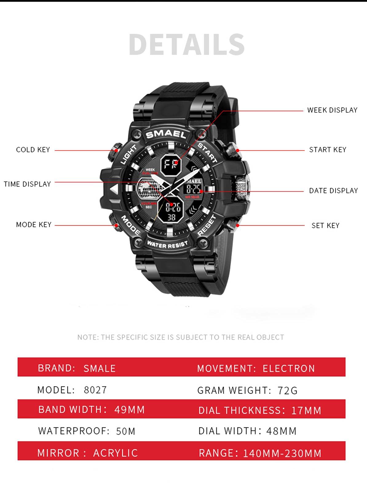 Montre Numérique pour Homme Military Sport Analogique Digital Chronographe Montres pour Homme Étanche LED Résine Montre-Bracelet