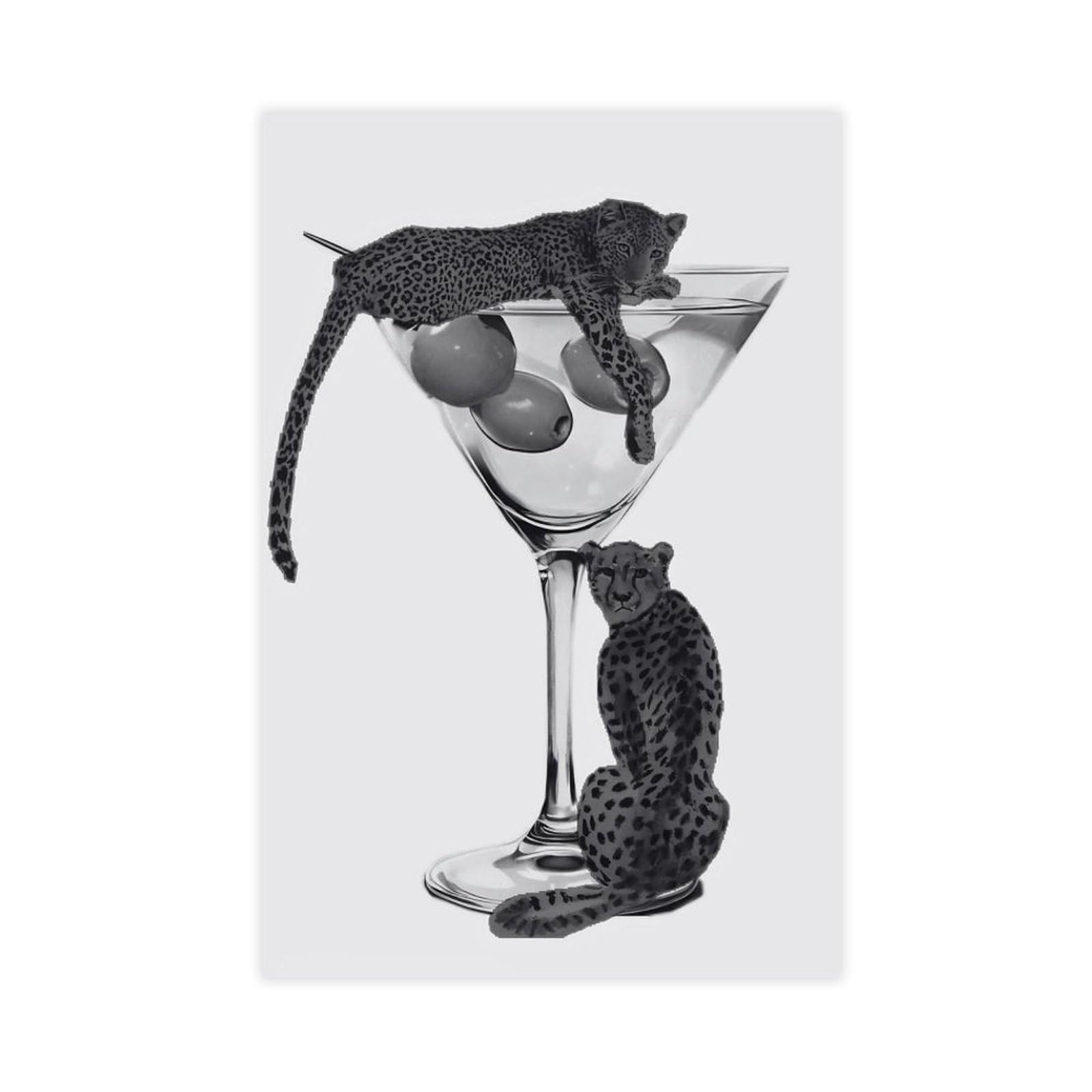 MRYCQ Martini Leopard Poster Canvas Poster for Dorm Room Decor Gift