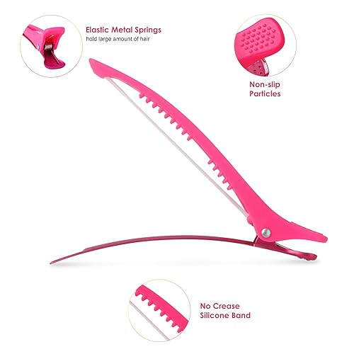 Miniatura 3 de AIMIKE Pinzas de pelo neón, 12 unidades profesionales para sección y corte para peluqueros - Rodillos de pico de pato de 10.9 cm de largo para peinar