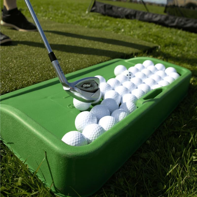 Golf Ball Tray for Hitting Mat and Driving Range, Indoor and Outdoor Practice Training, Commercial Quality, Green