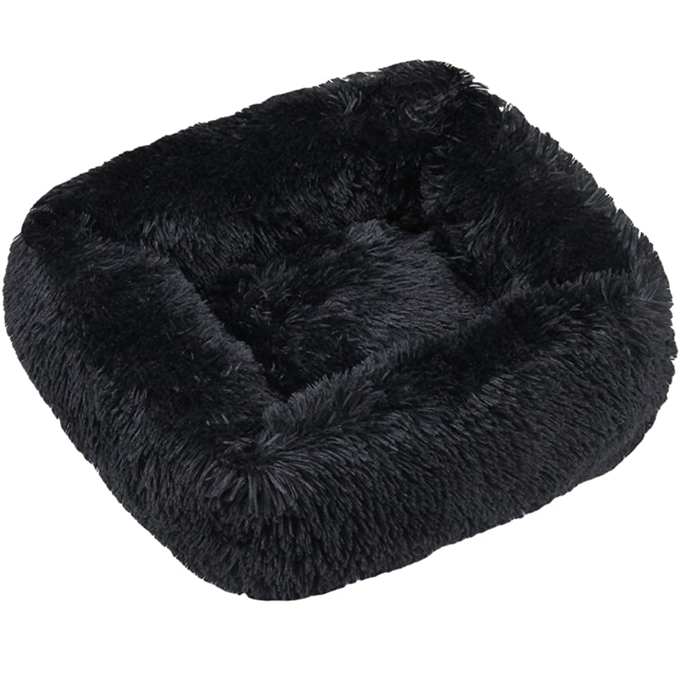 HotYou Plush Donut Dog Bed, Calming Rectangle Bed for Cat Dog 2.5-40KG, Soft and Fluffy Cuddler Pet Cushion Self-Warming Puppy Beds Machine Washable,Black,S 55 * 45 CM(<5KG) — image 1