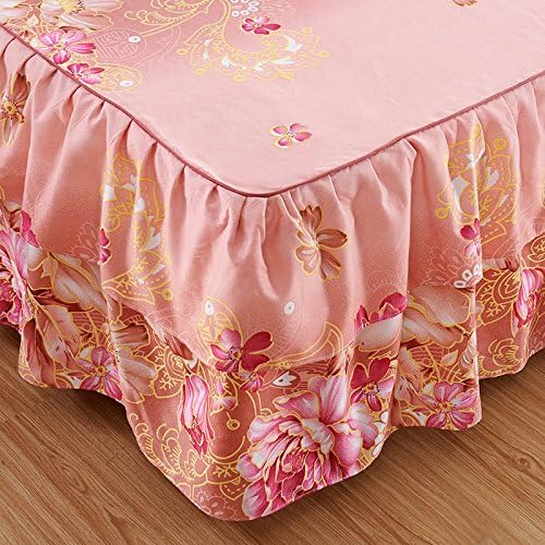 Miniatura 2 de Zhiyuan Falda de cama de 2 capas con volantes de microfibra cepillada con 2 fundas de almohada, tamaño King, rosa