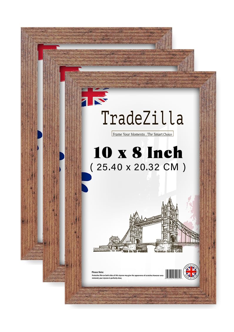 TradeZilla pack of 3 Small (25.40 x 20.32 CM) Frame, 100% Engineered Wood Solid, 8 Inch x 10 Inch Picture Frame for Wall Mounting 254 x 203.2 mm [ Rustic ]
