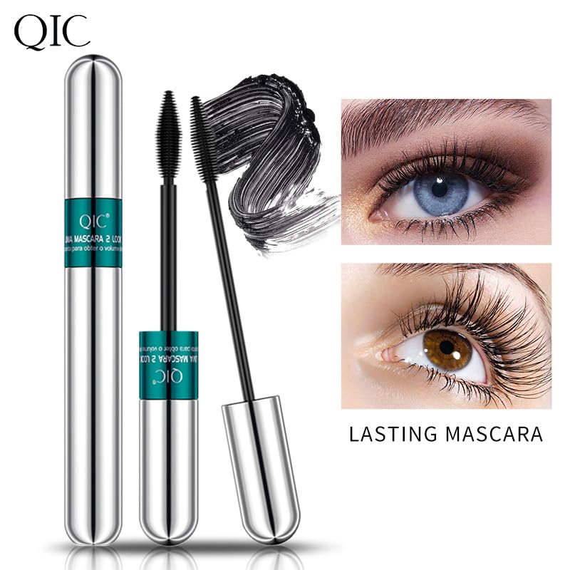 Black Mascara – Waterproof & Smudge-Proof, Volumizing & Curling, Long-Lasting, Natural Lengthening Lash Makeup for Sensitive Eyes