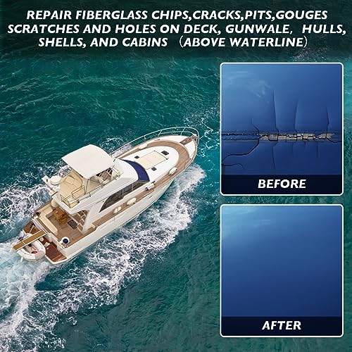 Gel Coat Repair Kit for Boats(Color Match), Marine Fiberglass Repair Kit, Fiberglass Boat Repair Kit,Premium Marine Gelcoat Epoxy Filler,Repair Chips Cracks Pits Holes for Gelcoat Fiberglass Porcelain - Thumbnail 4