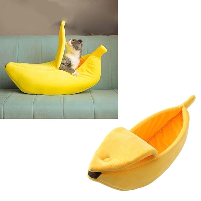 Foto 2 de 8 de MOONDAME Tienda de campaña con forma de plátano para gatos pequeños a grandes, lavable, suave