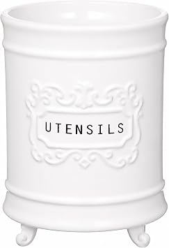 Mud Pie Circa Utensil Ceramic Holder, 6.5"x5" dia, Utensils