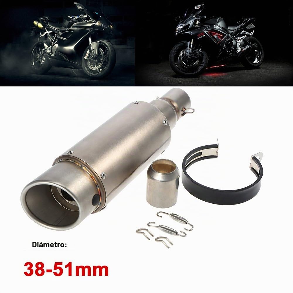 Montaje de Cola Oblicua Silenciador de Escape Moto, 38-51mm para Motocicletas ATV Universal, Color de Glaseado