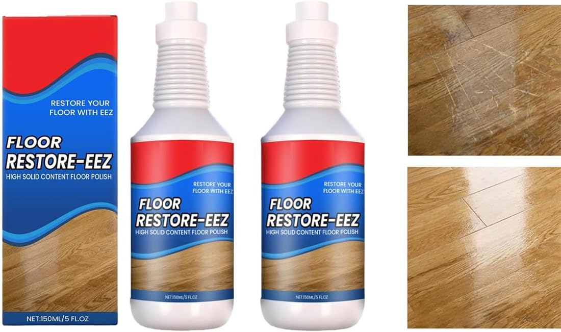 Floor Restore Eez,Floor Restore Solution,Flooring Renewal Agent,Ultimate Floors Restorer & Polisher,Engineered Wood Floor Restorer,Wood Floors Polishing Solution,For Shine Wood, Laminate,Vinyl (2 Pcs)