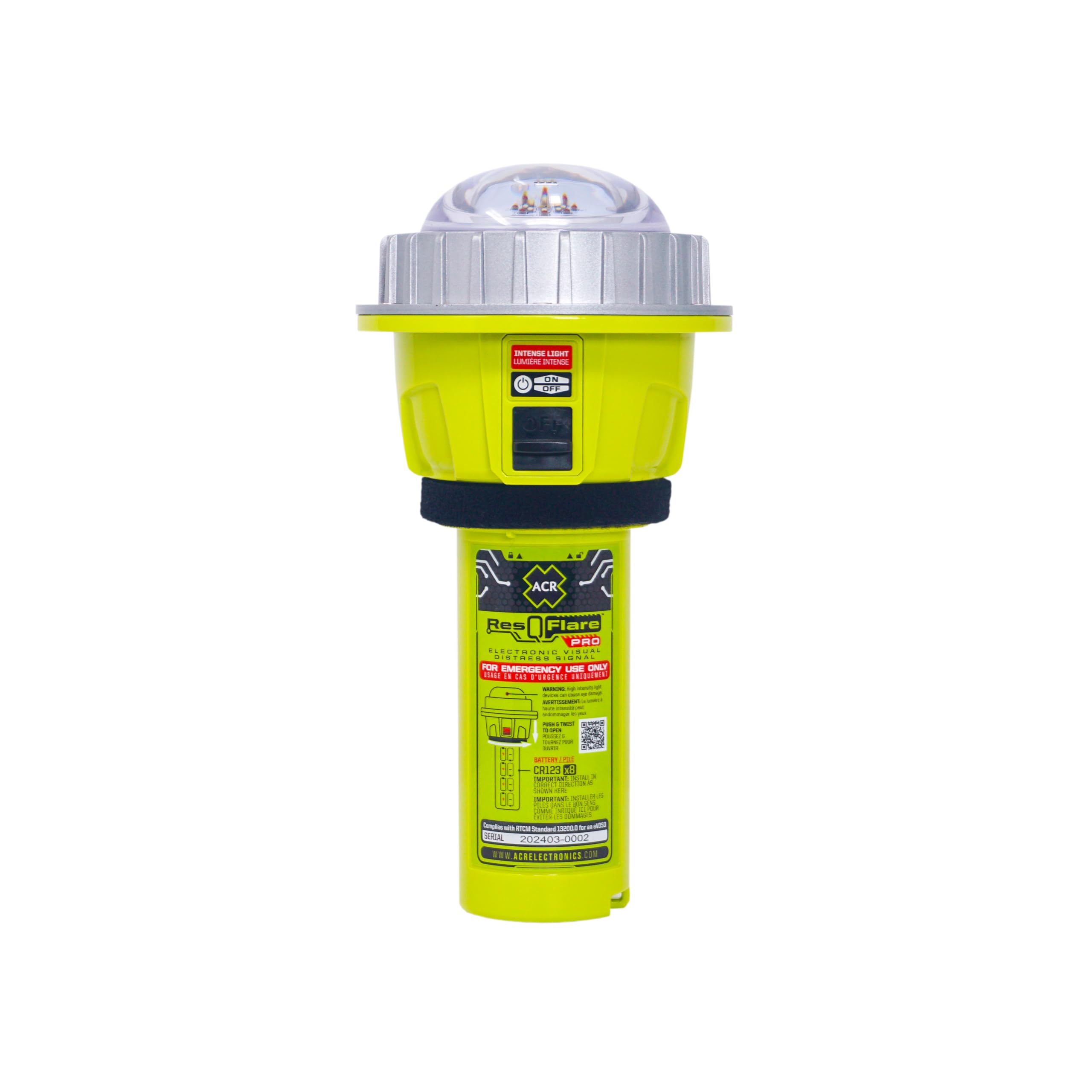 ACR ResQflare PRO Hochleistungs-LED, elektronischer Notruf, USCG-zertifiziert, IR-Infrarot-Technologie, Nachtsuch- und Rettungsfunktion, wasserdichte Bootsfackeln