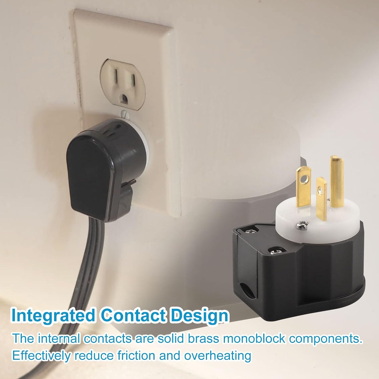 5366-CA 20 Amp 110V-125V Right Angle Electric Plug for Leviton Plugs | 20A 120V Male Plug For Leviton 5366-CA 3 Prong Straight Blade Grounding Plug - NEMA 5‑15P 20A/125V 2P 3W Heavy Duty AC Plugs