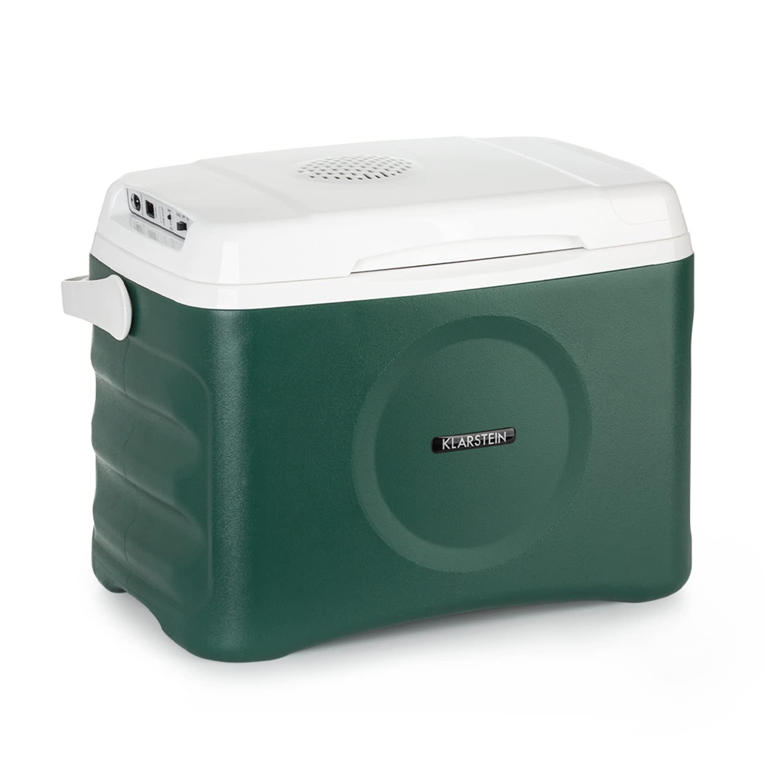 Nevera eléctrica Klarstein BeerBelly 21-21 L, 3 Conexiones: 230 V, 12 V, Encendedor y USB, para Coche, para Coche, camión, Camping, Enchufe, Verde