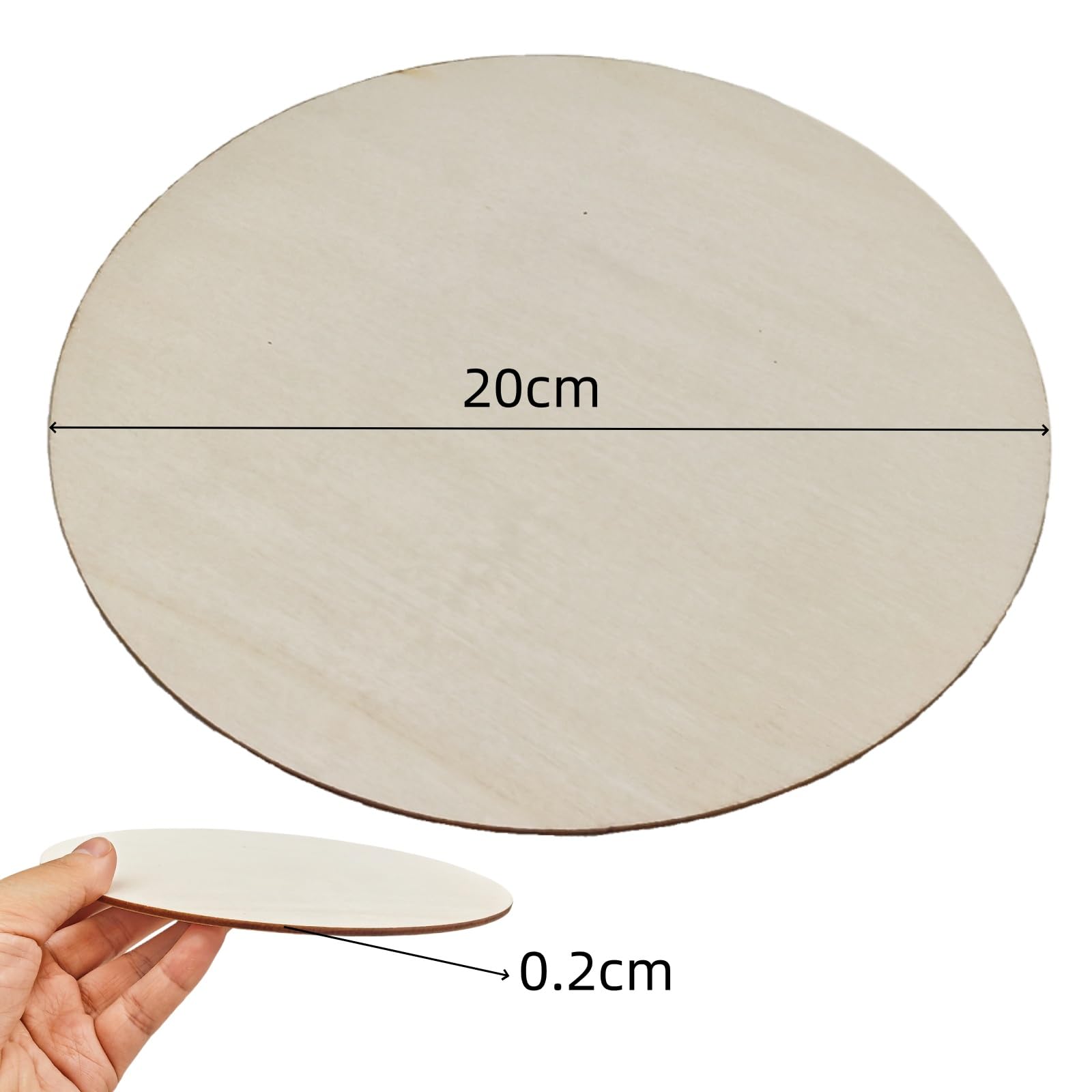 MANCHAP 40 cerchi in legno 20 cm, 2 mm di spessore, cerchi di legno non rifiniti, dischi rotondi in legno grezzo per artigianato, pittura, fai da te