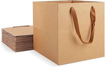 Amazon | Ousaliyea 四角い紙袋、厚手のギフトバッグ15点セット20×20