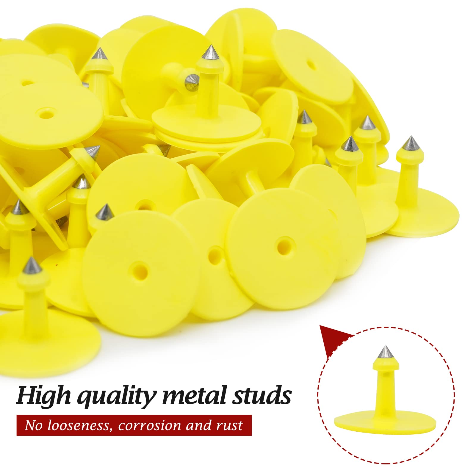 100 targhette auricolari vuote per bovini, 7,9 cm di lunghezza x 5,6 cm di larghezza, etichette auricolari gialle per identificazione di animali in TPU etichette per bestiame strumenti