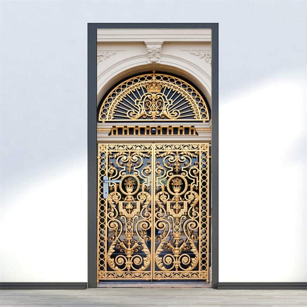 KGKBH 3D Door Sticker DIY Wall Sticker Three-dimensional, arch, marble, wrought iron 95x215cm Self-adhesive waterproof wall door sticker home room bedroom bathroom vinyl decoration decal removable mur