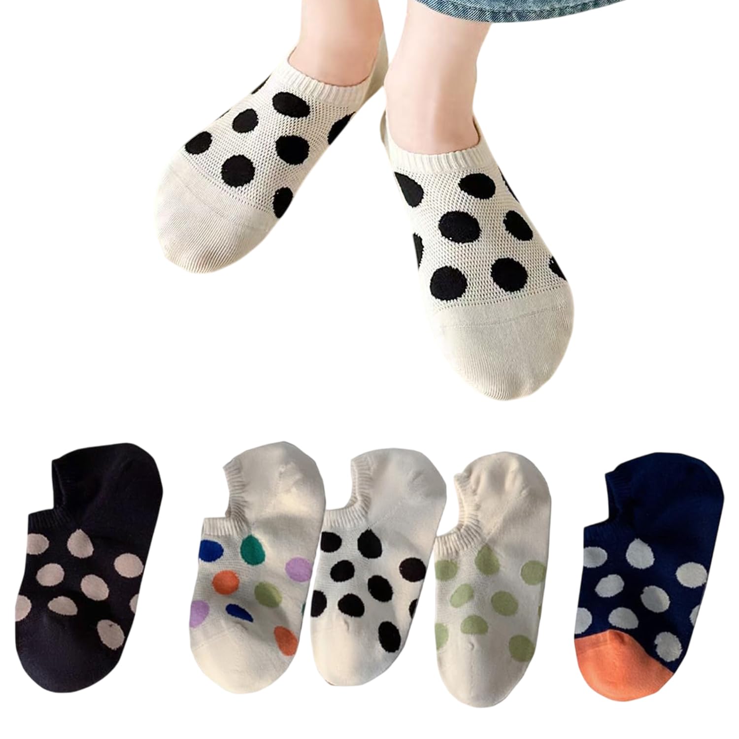 Unisex Cotton Invisible No show Cotton Loafer Adult Socks for men & Women (Multi-colour Pack of 5)-Free Size-image-5