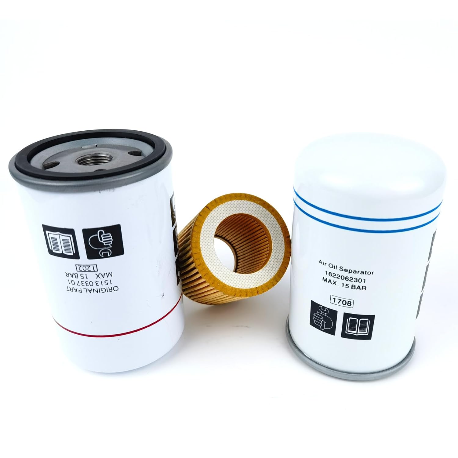 2901086501 Filter Kit Compatible and Suitable Air Compressor GX2 GX3 GX5 Filter Maintenance Package Replacement Parts 1622062301 Air/Oil Separator 1513033701 Oil Filter 1622065800 Air Filter