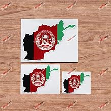 Afghanistan Map Flag Outline Vinyl Decal Sticker - 3 Pack Glossy, 3 Inches, 4 Inches, 6 Inches - for Car Boat Laptop Cup
