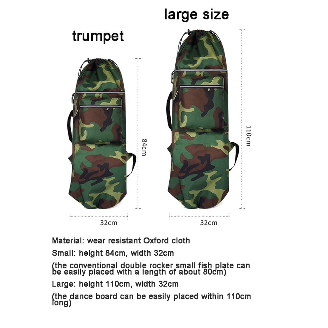 Sac à bascule double pour skateboard surf longboard portable