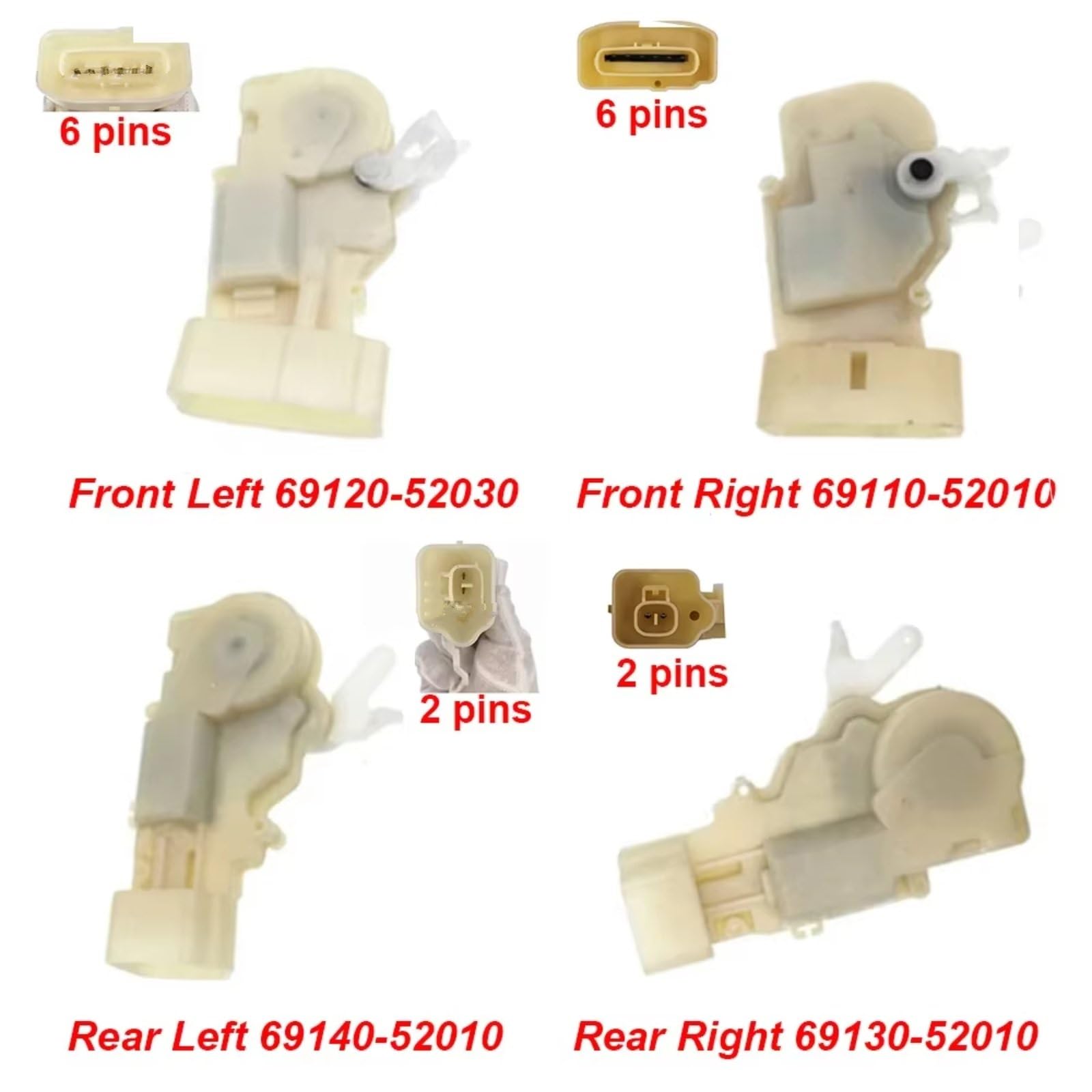 Actionneur Serrure Porte Pour Toyota Pour Echo Pour Yaris 69120-52030 69110-52010 69140-52010 69130-52010 Actionneur Serrure Porte Avant Arrière Gauche Droite Actionneur Verrouillage(Front Left)