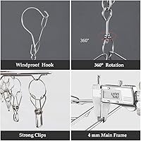 Vista 3 de Perchas de secado de ropa con 36 clips, ganchos de acero inoxidable, colgador de ropa para secar lencería, brasieres, calcetines, ropa