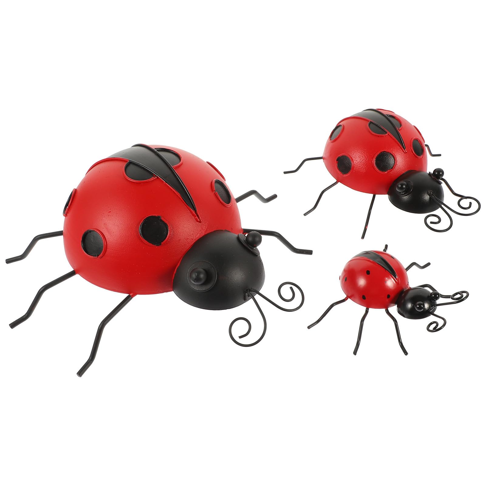 Mariquitas de hierro para jardín en relieve: esculturas artísticas de metal rojo