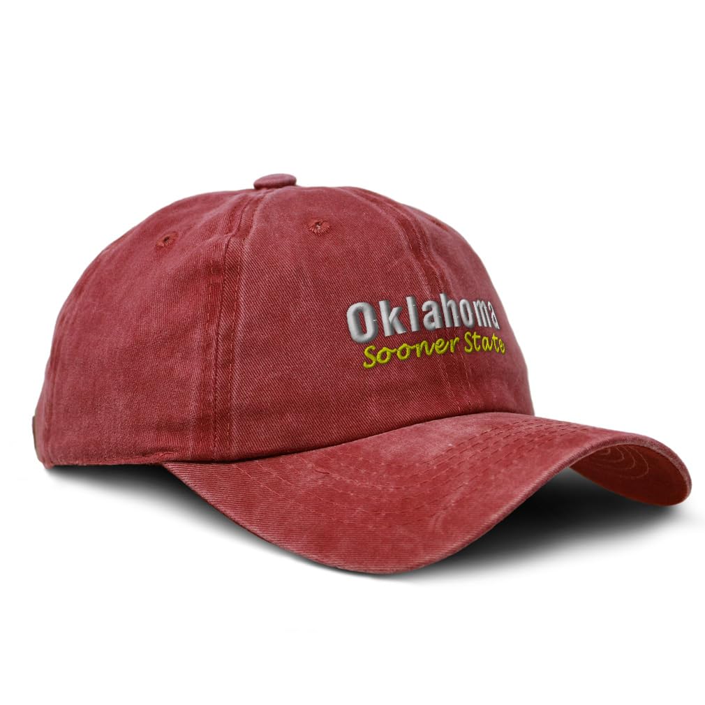 Gorra de béisbol suave lavada de Oklahoma Sooner State, sombreros de algodón para papá para hombres y mujeres, Rojo -, talla única