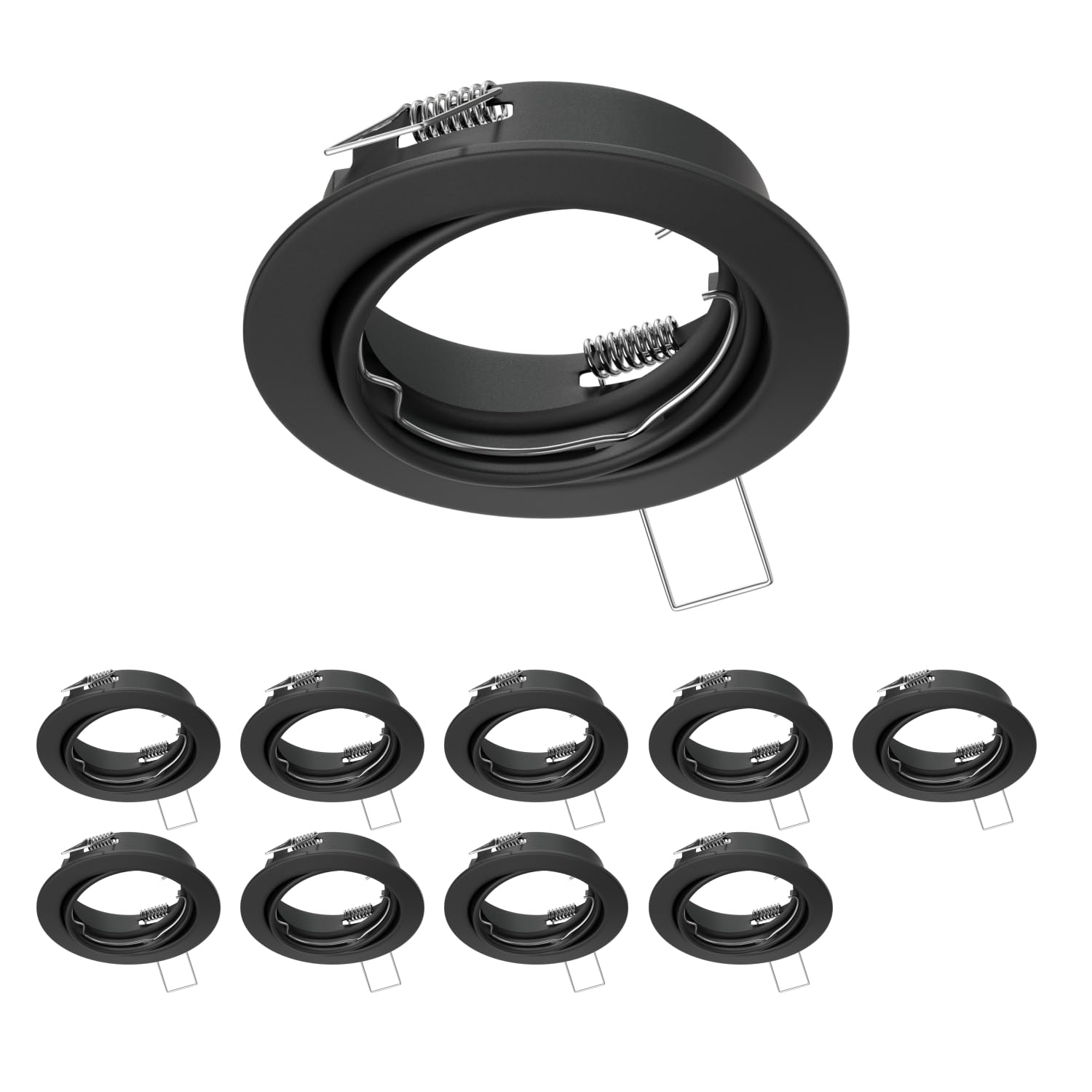 ledscom.de 10x cadre d'encastrement au plafond FERE, rond, pivotant, noir mat