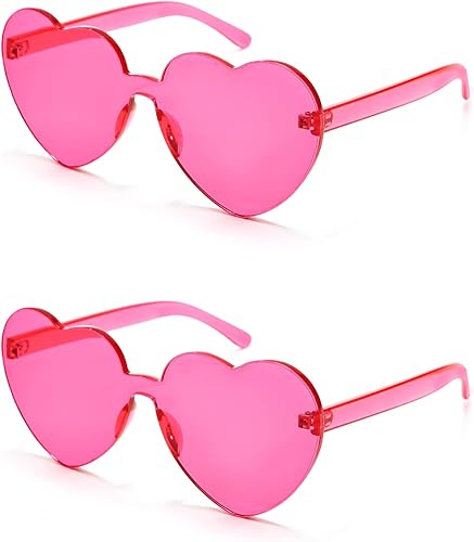 2 lentes de sol con forma de corazón para mujer, de gran tamaño, sin marco, divertidos lentes de sol para recuerdos de fiesta