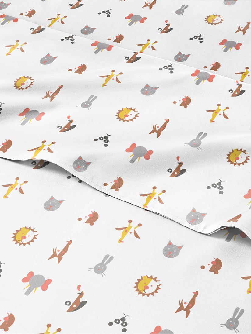 Kids Twin Size Animals Bed Sheets - 3 Piece Kids Animals Sheet Set