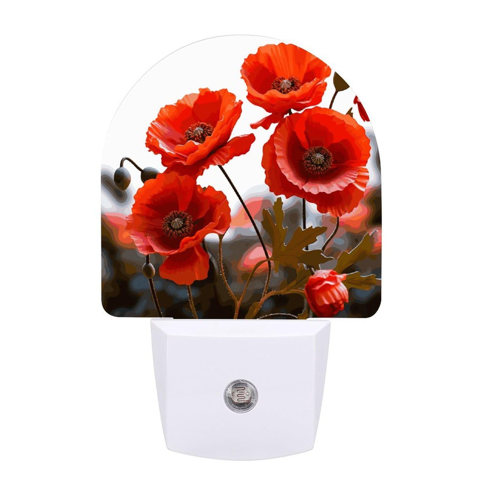 LDGSUPH - Vivid Petal Poppy Flower Smart Sensor Night Light, LED Lights with 0.5W Night Light Sensor, Plug-in Night Light, Bright Night Light, 4.4 x 3 x 2 inch