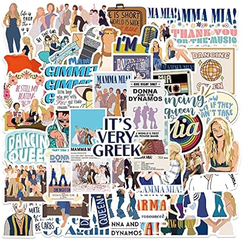 50 Pcs Mamma Mia! Stickers Pack, Waterproof Vinyl Stickers for Water Bottle, Laptop, Skateboard, Helmet, Car Decals, Perfect Gifts for Kids,Teens,Girls,Adults (Mamma Mia!) Cover