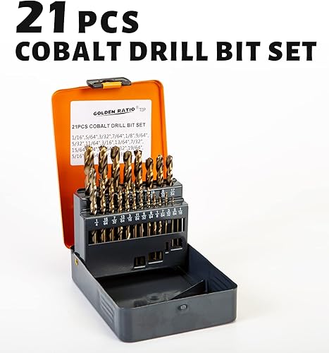 Miniatura 2 de INTOO Hss - Juego de 21 brocas triangulares de cobalto, brocas industriales con punta de relación dorada,