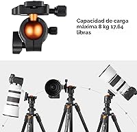 Vista 4 de K&F CONCEPT 64 pulgadas/163 cm Trípode de cámara, Trípode ligero de viaje al aire libre para DSLR con cabeza de bola de 360 grados, capacidad