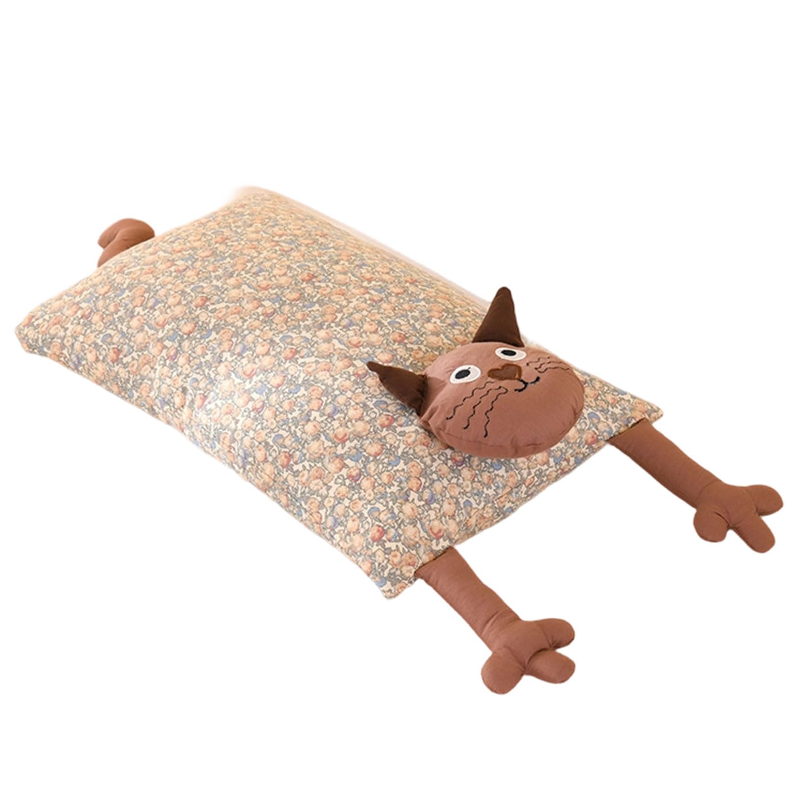 Kaeltsyn Buckwheat Pillow Featuring Cartoon Cats Pattern Fabric for Spinal Alignment Buckwheat Filled Pillow