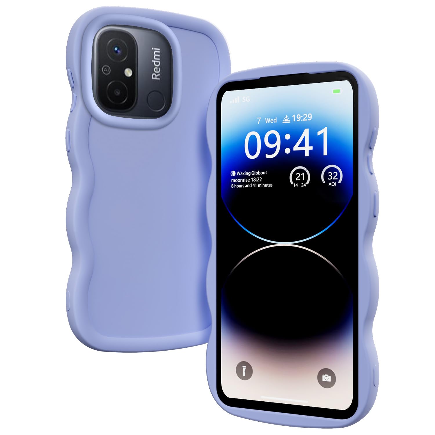 Custodia Morbida In Silicone Per Xiaomi Redmi 12C, Antiurto Bordo Dritto, Colore Viola