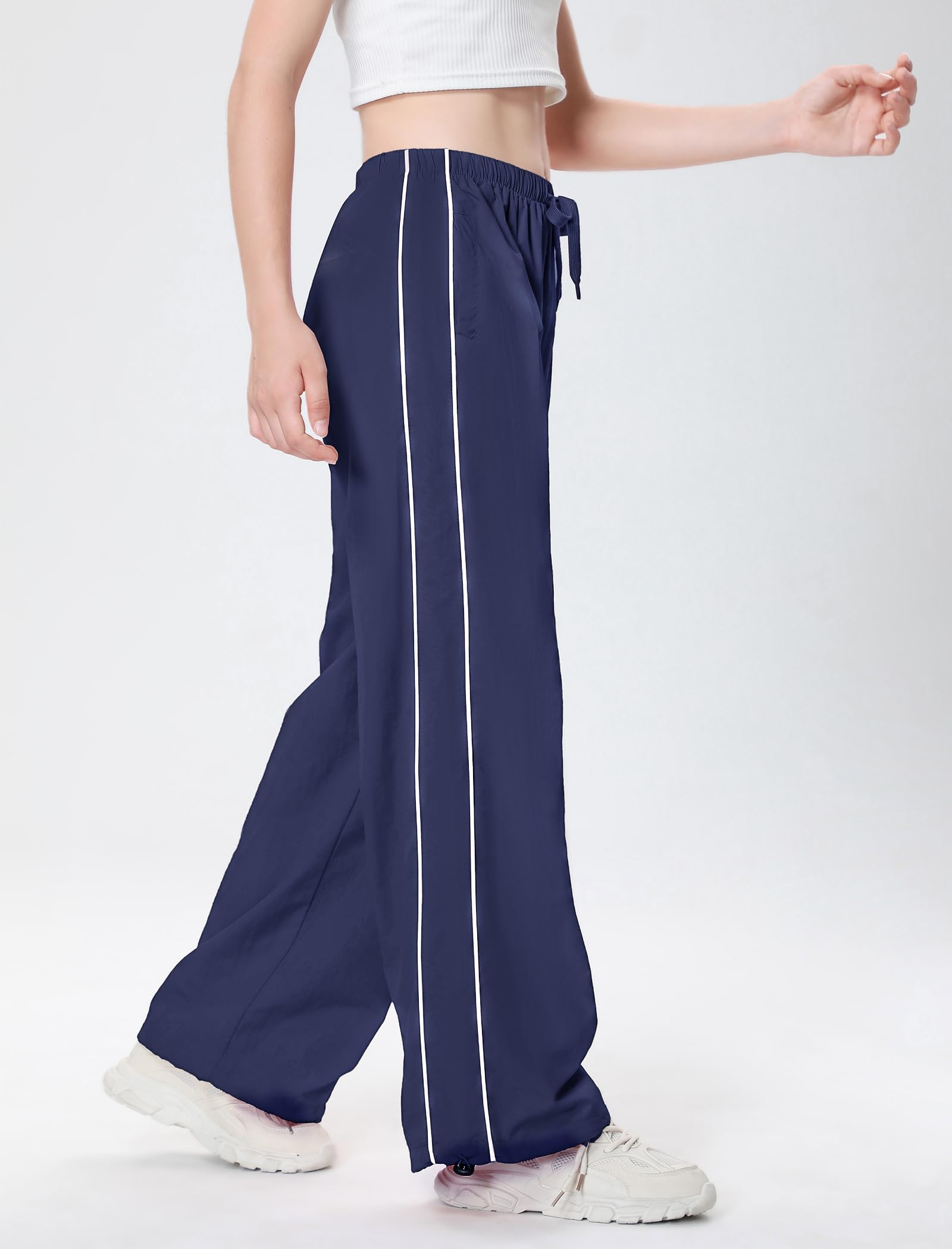 EXARUS Fallschirmhose für Mädchen, Cargohose, Baggy, Hip-Hop, Kordelzug mit Taschen, elastisch, Y2K, für Kinder von 8–14 Jahren