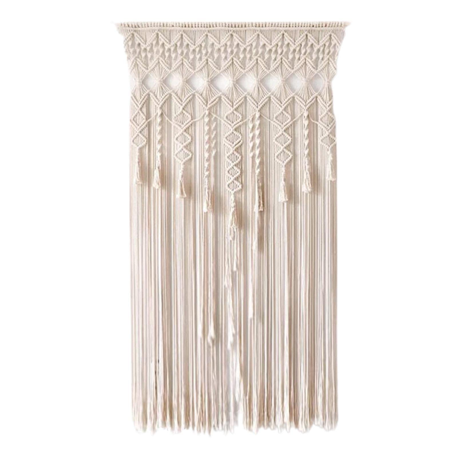 Rideau macramé fait à la main tapisserie murale pour décoration de mariage rideaux de fenêtre ivoire 90 cm l x 180 cm L