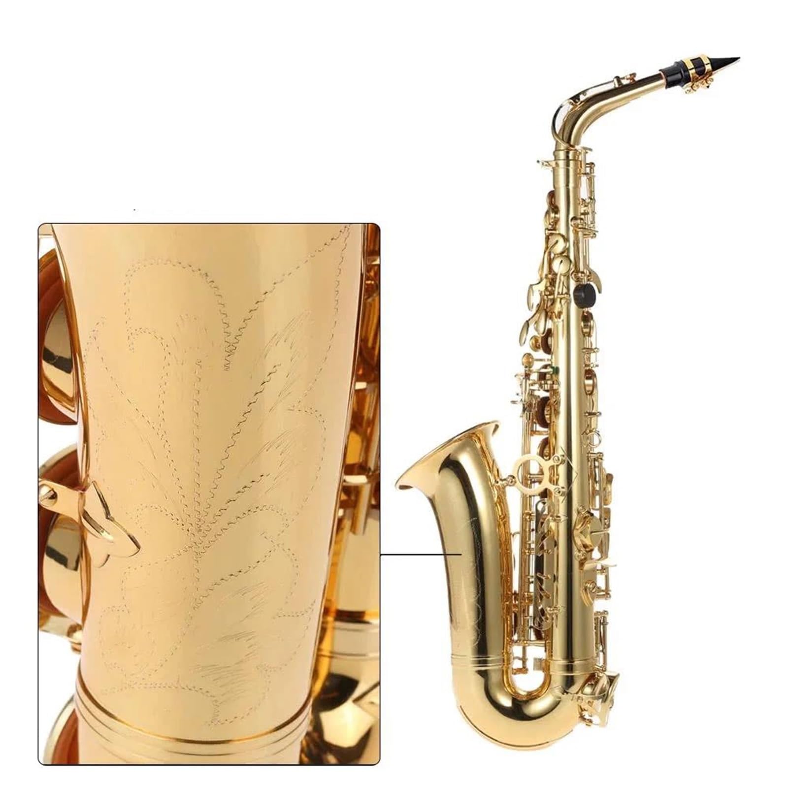 sassofono Mi Bemolle Mib Sassofono Contralto Ottone Laccato Sax Strumento A Fiato Con Custodia Accessori Per Sassofono (Color : Gold)
