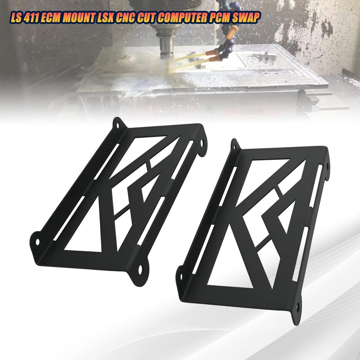 Canitu Black LS1 ECM ECU PCM LSX CNC Cut Engine Computer Mount Bracket Mounting Conversion Brackets Powertrain Control Module Replacement for Pcm Swap 6.0 5.3 LQ9 LM7 0411 C10 C-10